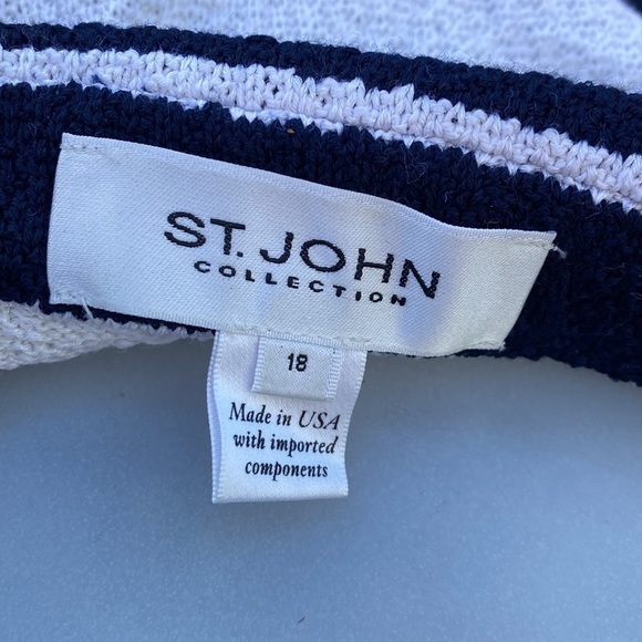 St. John Blue and White Striped Button-Up Jacket 18 - Picture 10 of 10